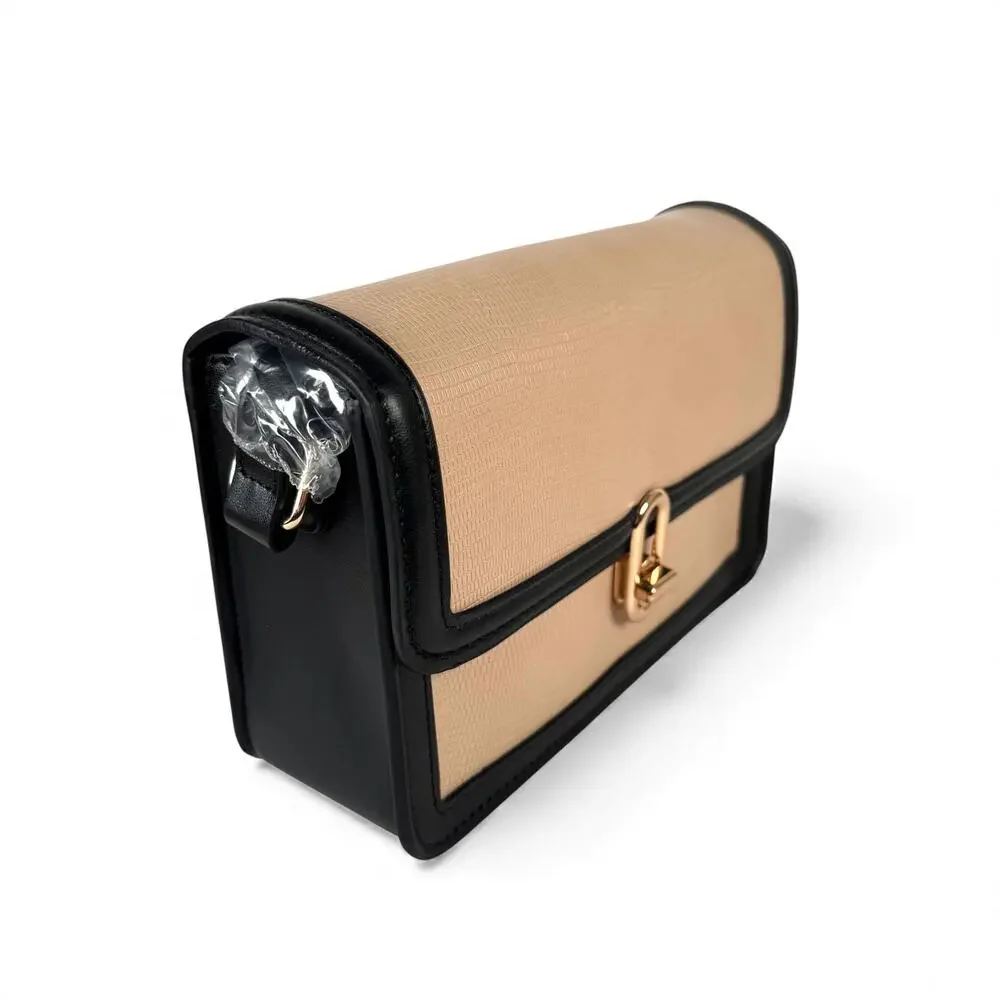 Jules Kae Mia Satchel Purse Blush Lizard + Black Vegan Leather Shoulder Bag NWT
